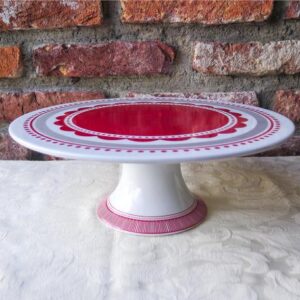 (RENTAL) 11" White and Red Cake Stand
