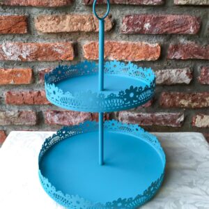 (RENTAL) 2 Tier Lacy Blue Cupcake Stand