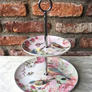 (RENTAL) 2 Tier Ceramic Bird Cupcake Stand