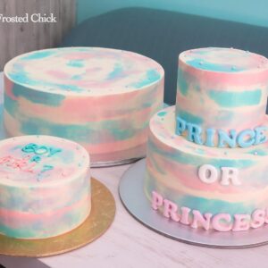 Gender Reveal Watercolor Cake