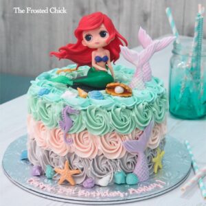 Little Mermaid Inspired Pastel Rosette Cake