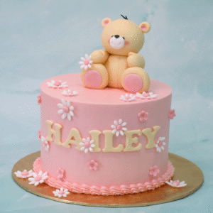 Teddy Bear with Flowers Cake
