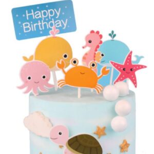 Happy Birthday Sea Creatures Cake Topper Set