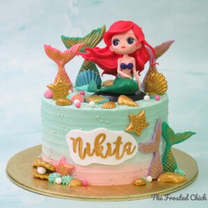 Little Mermaid Ariel Inspired Golden Tails Cake