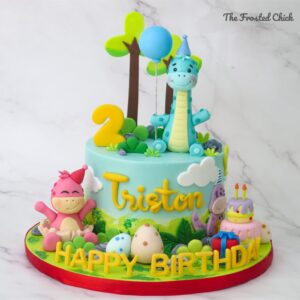 Wild Dinosaur Party Blue Cake