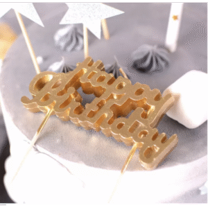 Gold Happy Birthday Candle