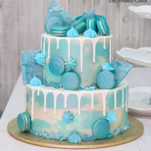 Macaron Shards with Silver Sheen Drip Cake