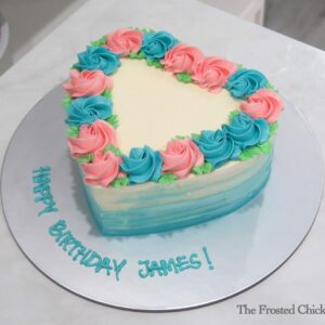 Vintage Heart Floral Wreath Cake