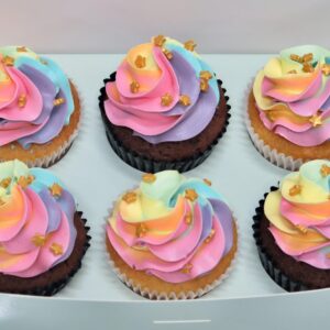 Starry Pastel Rainbow Cupcakes
